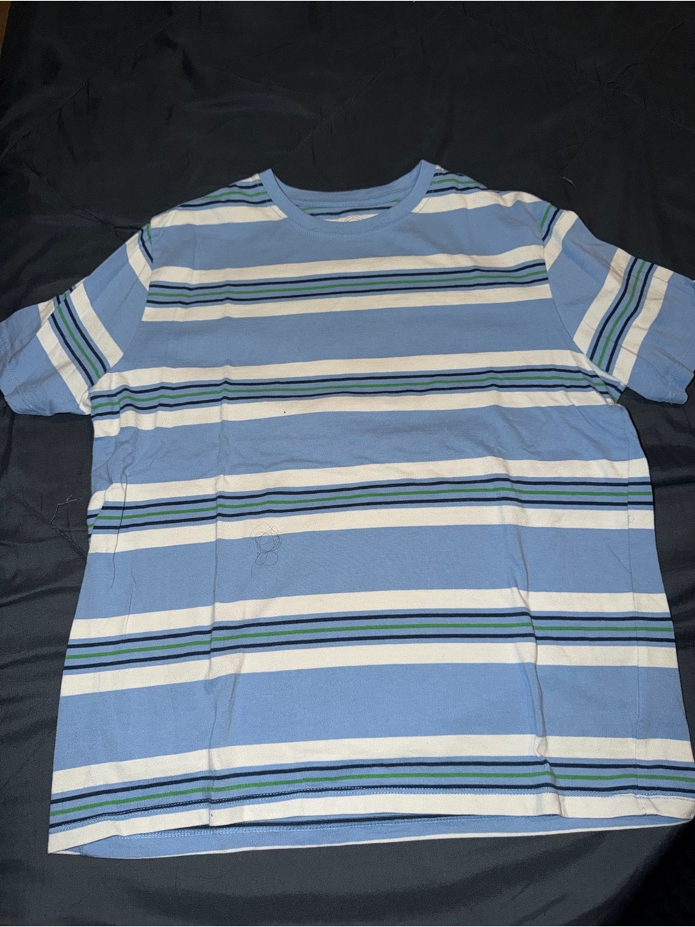 wonder nation Light Blue White & Navy Striped Tee
